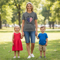 Load image into Gallery viewer, Faith Family Freedom with heart flag ~Soft Cotton T-shirt